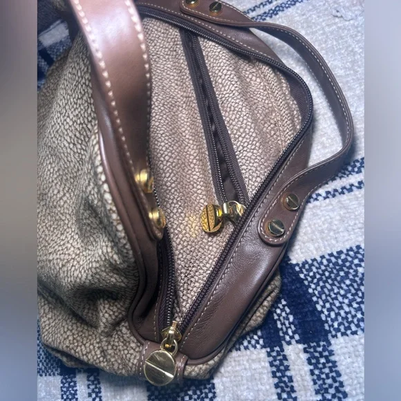 Italian Borbonese Redwall Brown Suede Top Handle Mini Satchel Bag - Excellent - Picture 9 of 15